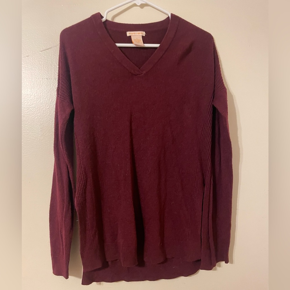 maroon long sweater with side slits